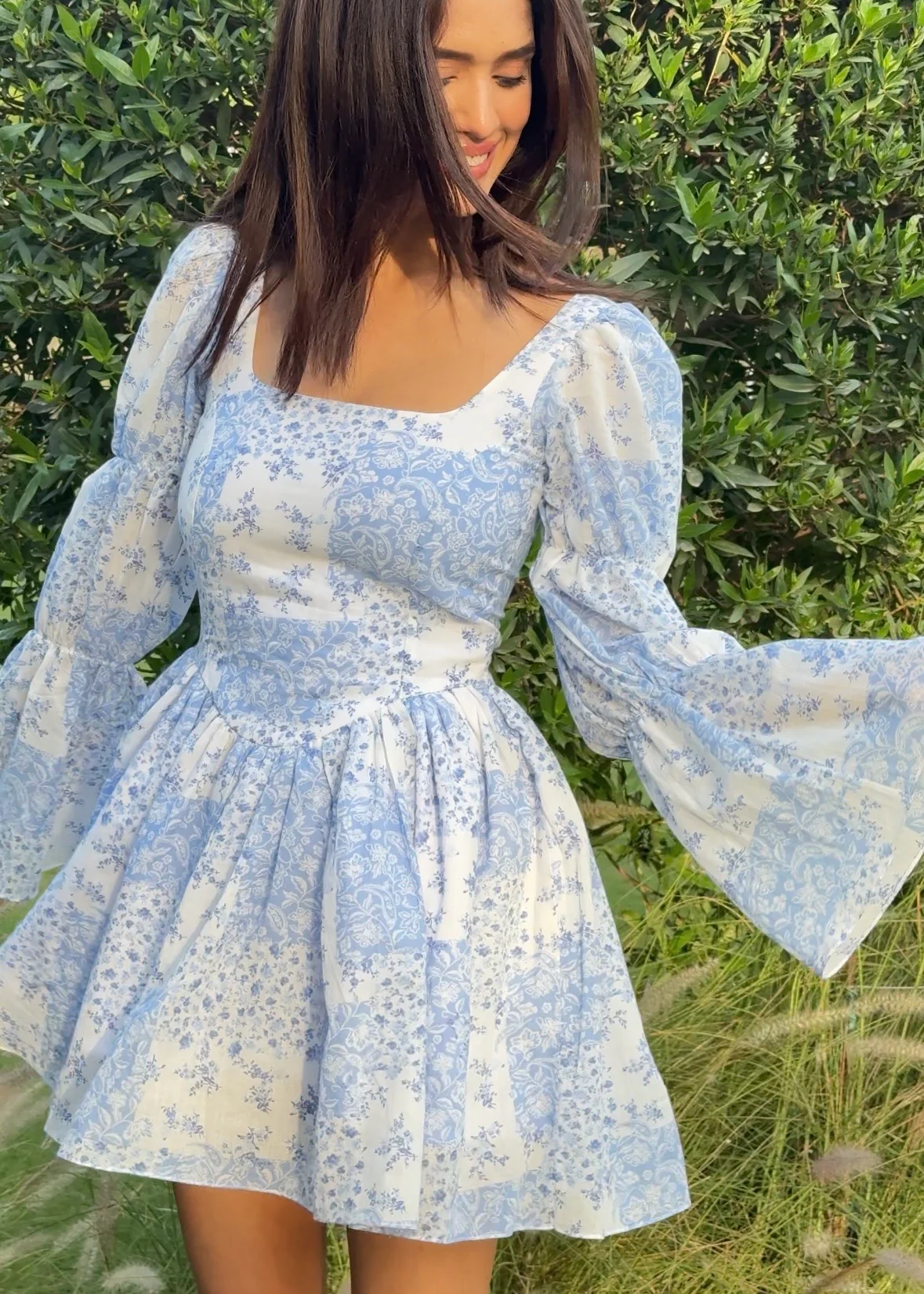 Blue Daisy Mini Dress - Image 3