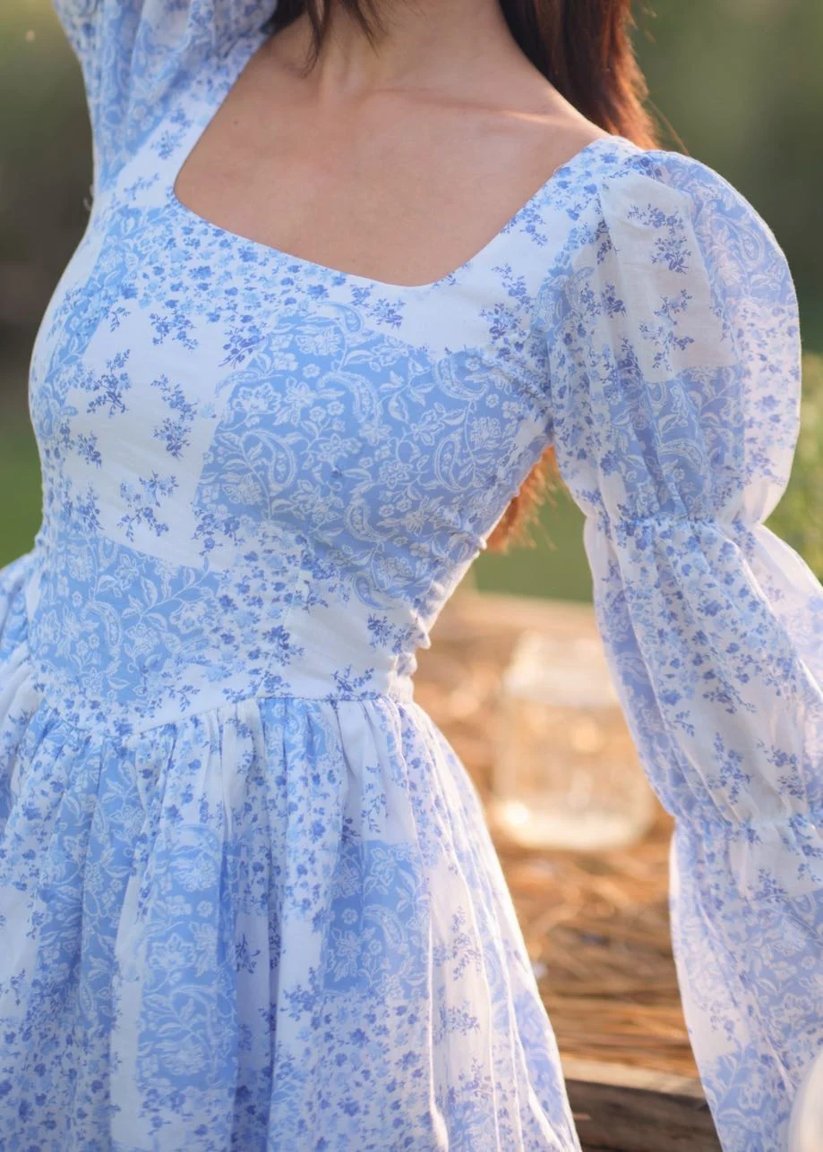 Blue Daisy Mini Dress - Image 5