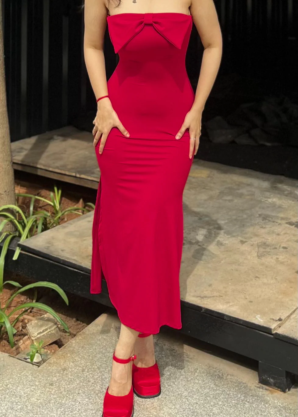 Brietta Bow Slit Dress - Image 5