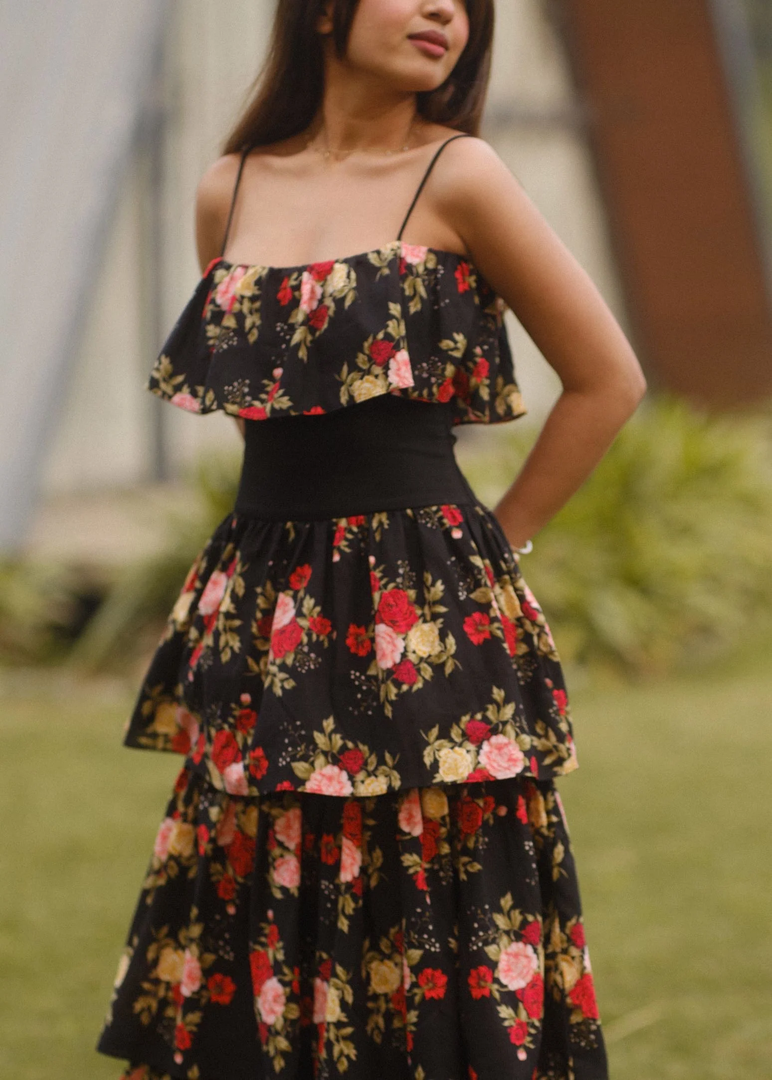 Midnight Rose Ruffle Dress - Image 3