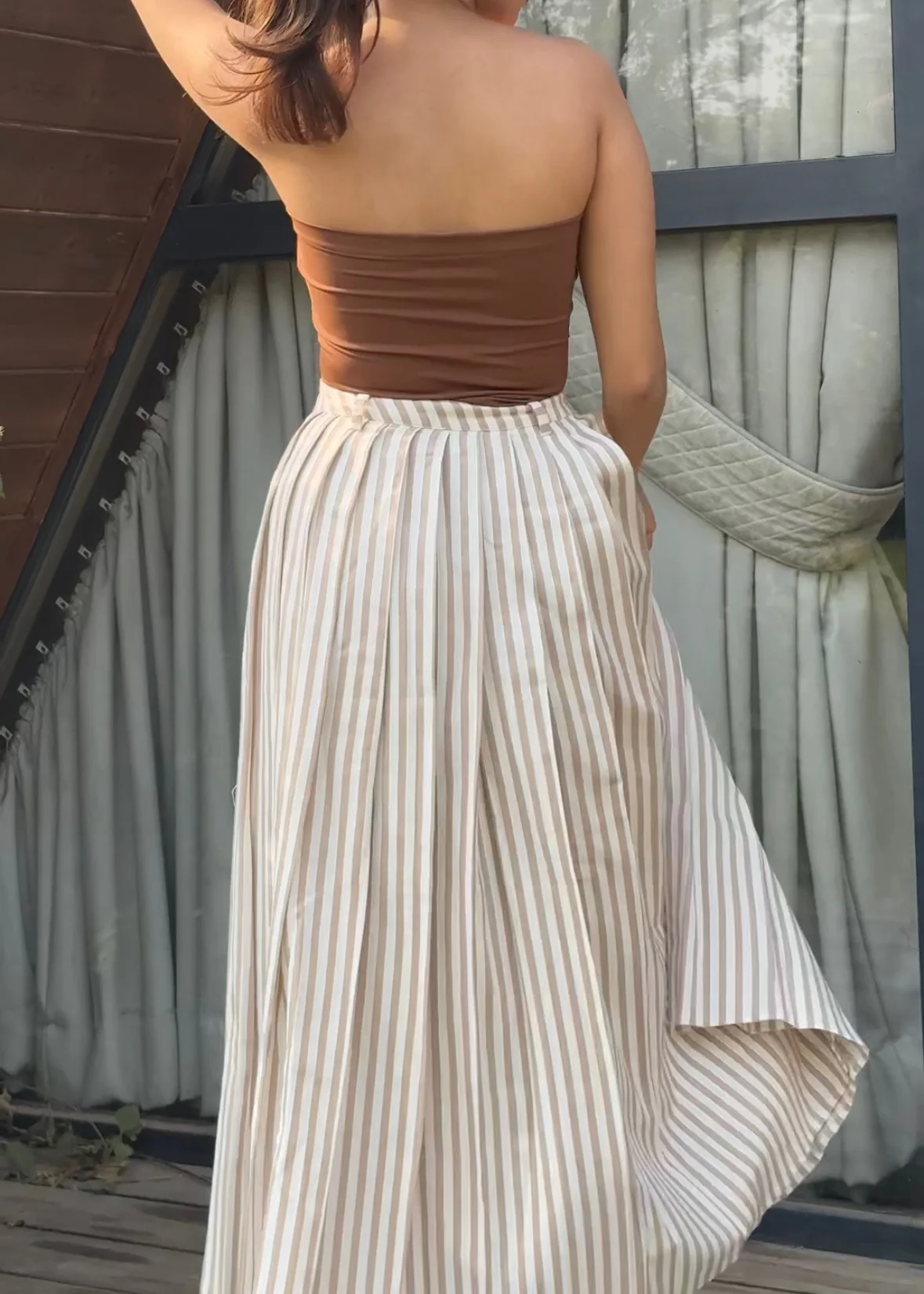 Pleated Stripe Skirt - Image 3