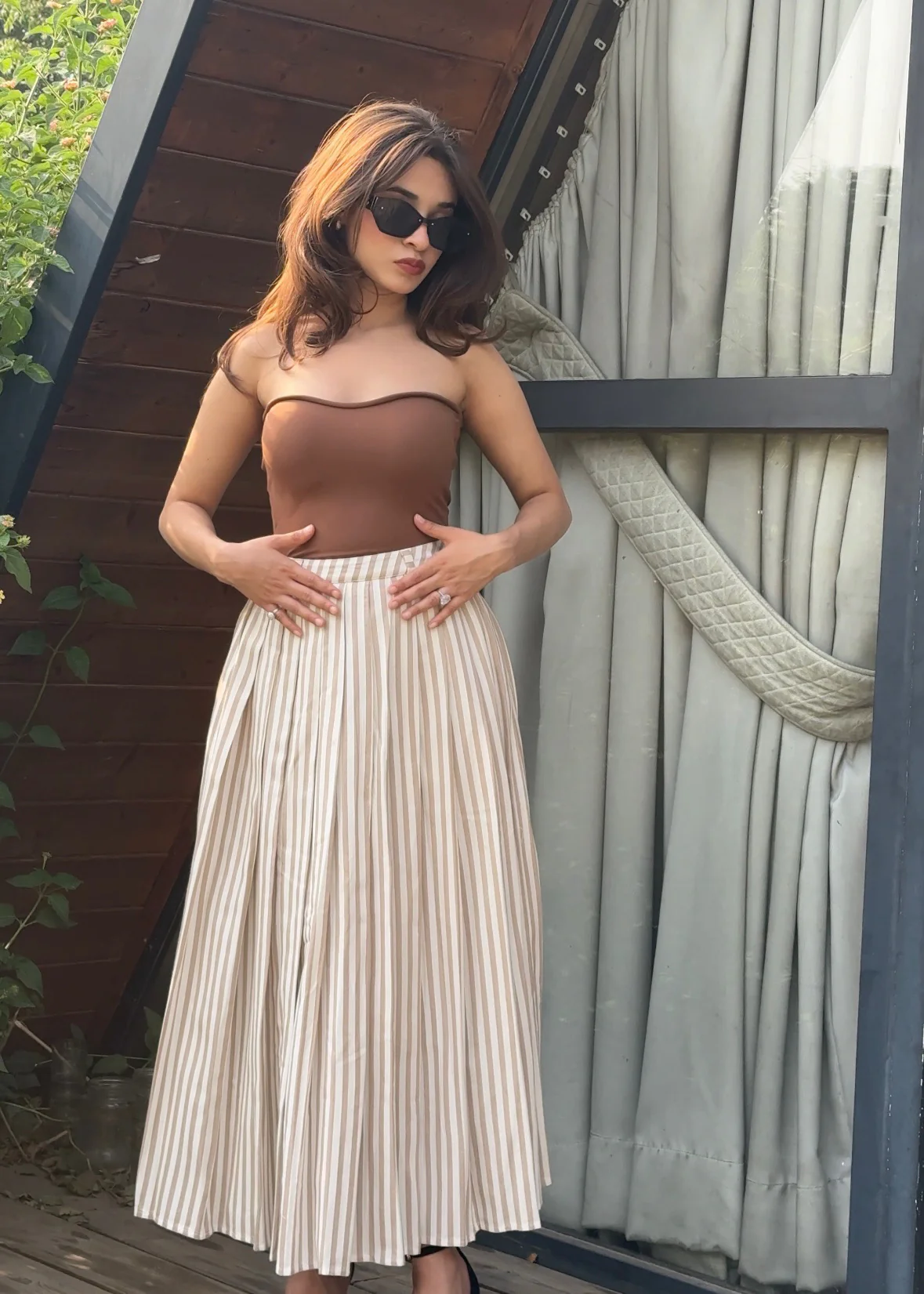 Pleated Stripe Skirt - Image 4