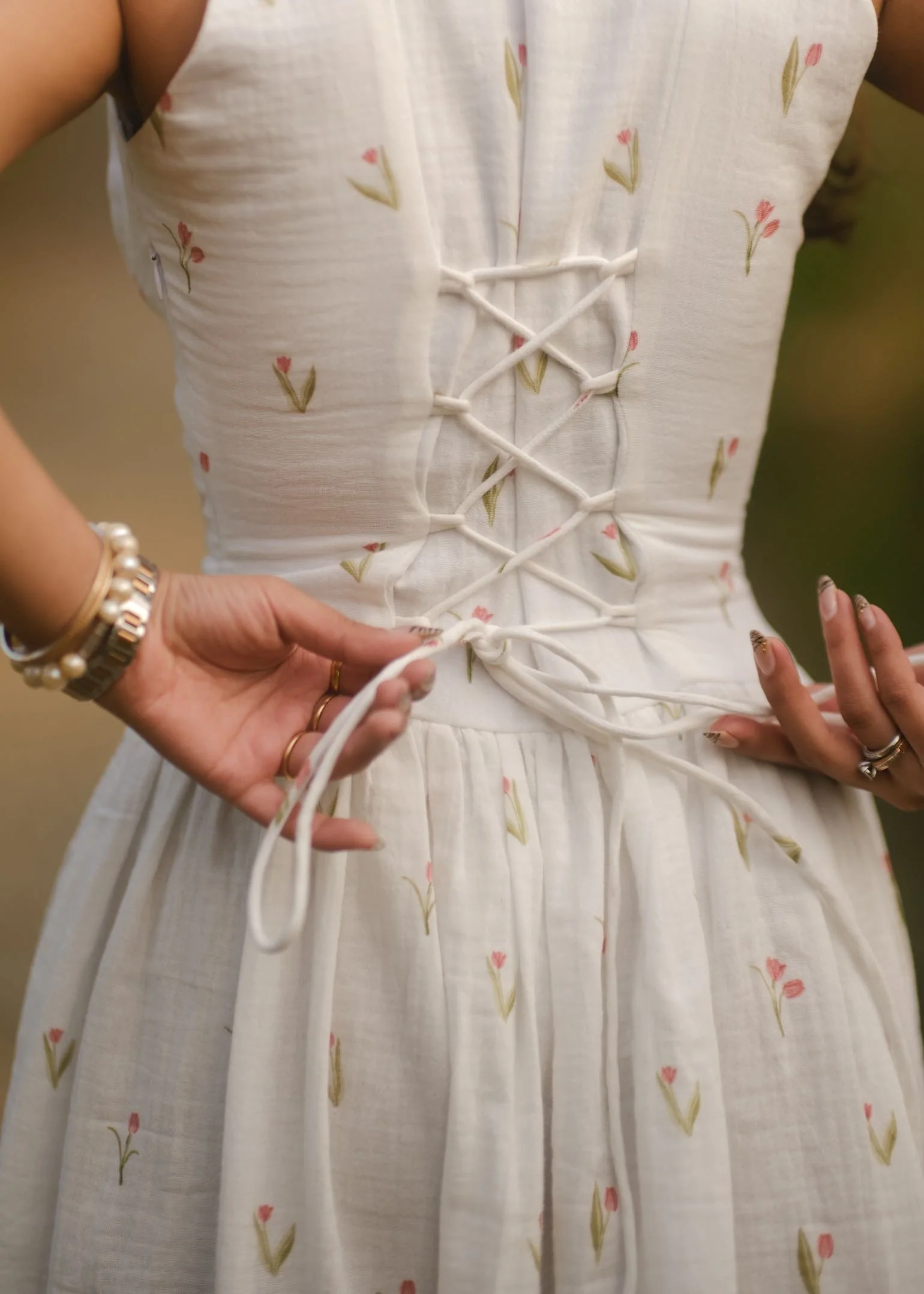 Tulip Lace Up Dress - Image 5